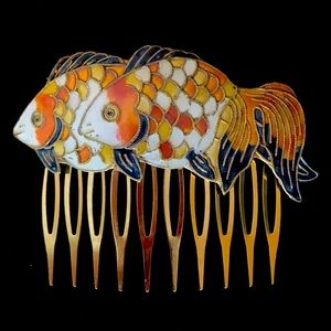 Vintage Cloisonné Goldfish Hair Comb! Never Worn ☀️